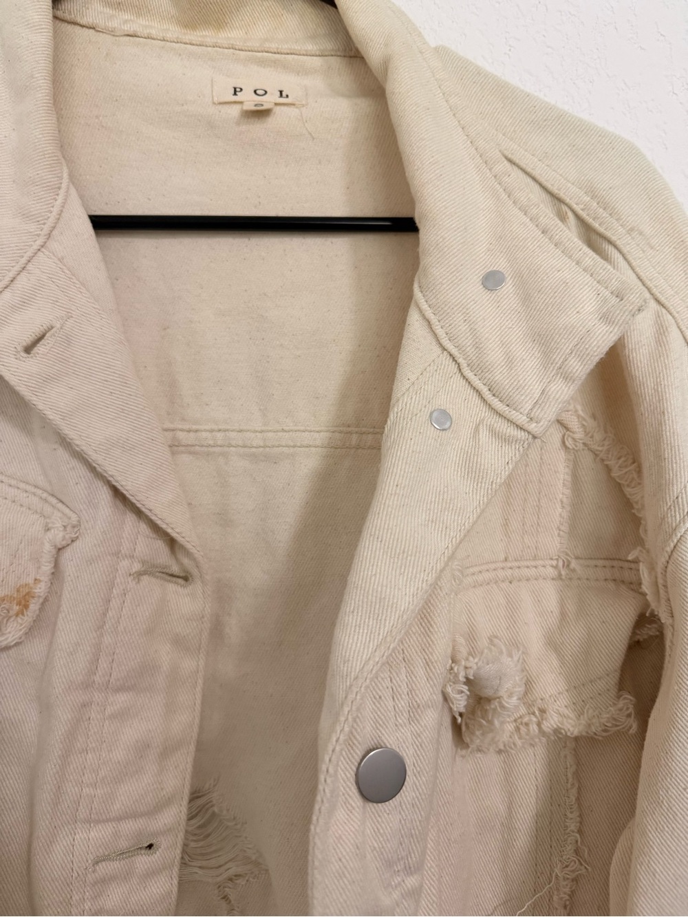 Beige Fringe Rhinestone Distressed Jacket - Picture 4 of 5